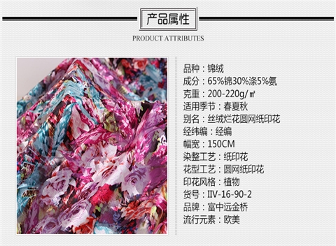 锦绒烂花圆网纸印花KS不倒绒真丝绒